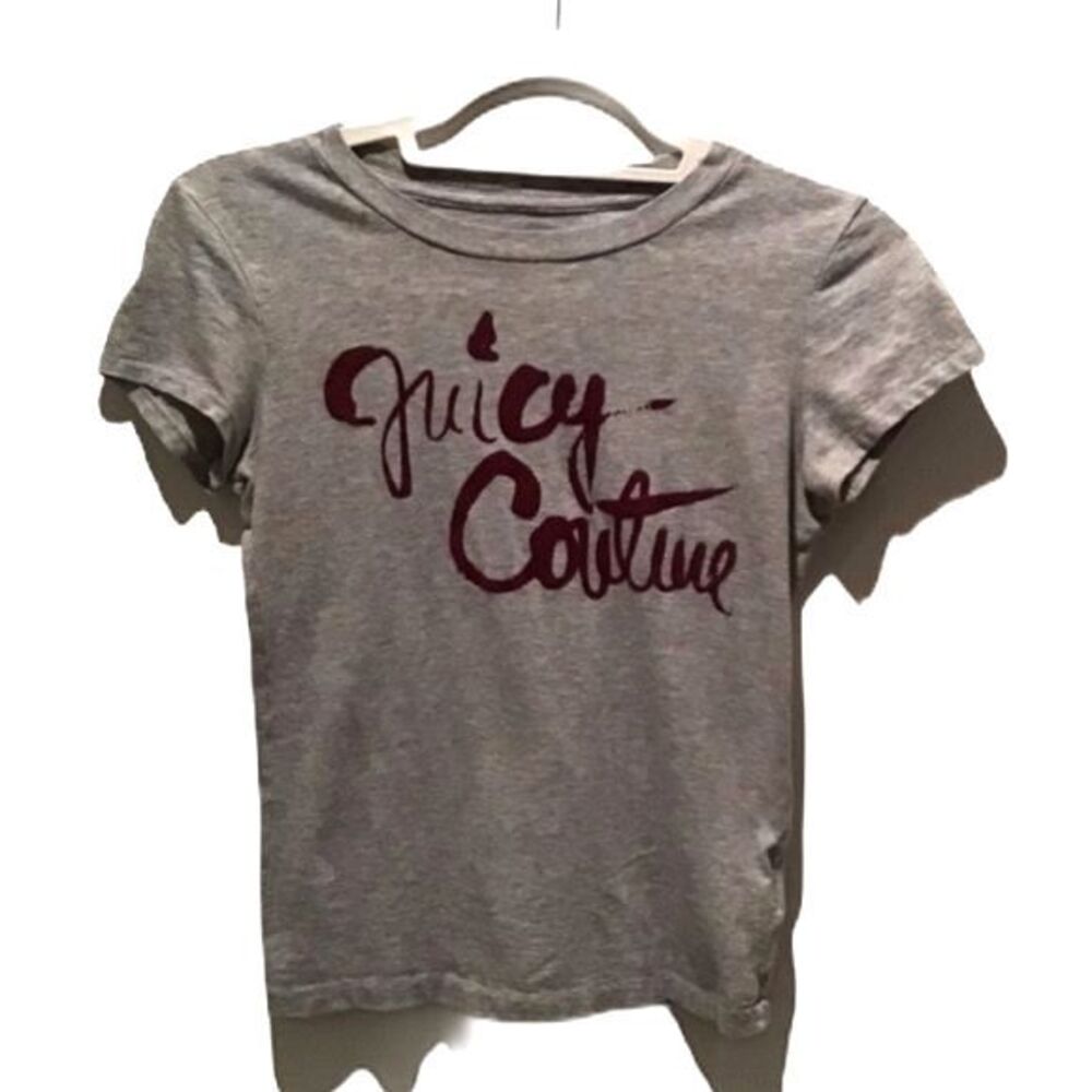 Juicy Couture Grey Distressed Baby Tee Short Sleeve Top Size PS
